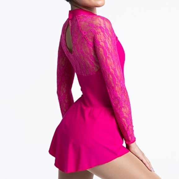 Intermezzo Pink Skating dress with Lace Sleeves