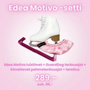 Edea - Motivo, kimaltavat pehmoteräsuojat, Guardog teräsuojat ja teroitus sisältyvät hintaan