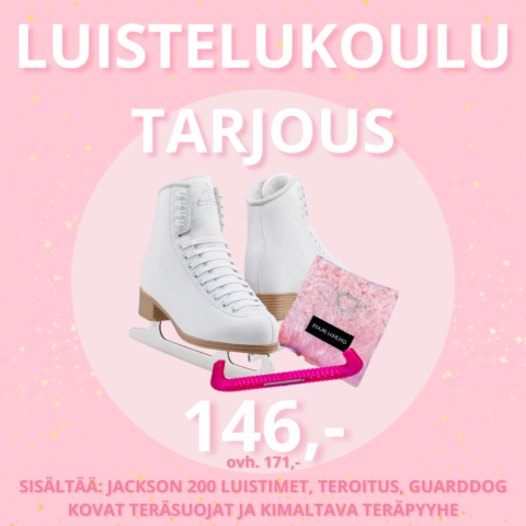 Luistelukoulutarjous: Jackson Ultima  Classic 200 - Aloittelijan Taitoluistimet, teroitus, GuardDog kovat teräsuojat ja teräpyyhe